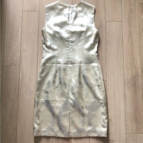 Talbots Silk Blend Metallic Detailed Dress in Cream & Silver Size 10 - Picture 3 of 13